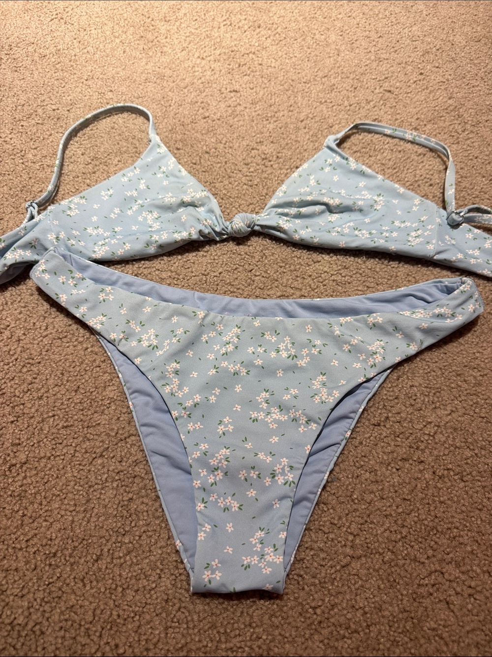 Dippin' Daisy's Light Blue Floral Bikini Set medium bottom, small top